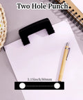 Beast Of A Two Hole Paper Punch One Quarter Inch Low Effort Double Hole Punch shown punching paper on a desk with a pen