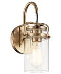 Brinley 11.5 Inch Wall Sconce In Champagne Bronze With Clear Glass Mason Jar Look 1 Light Industrial Farmhouse Style Vintage Wall Mount