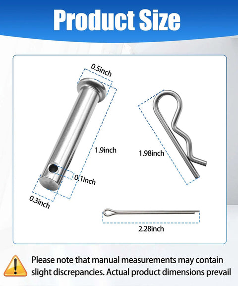 Clevis Pin And Clip Kit For Husqvarna 500 550 600 650 Series Poulan RT PRRT DRT Series And Jonsered CT FT MRT RT Tillers sizing chart