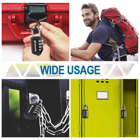 4 Pack 4 Digit Keyless Padlocks Resettable Luggage Locks Weatherproof for backpacks gym school lockers travel case fence gate