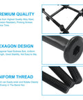 Heavy Duty M8 X 110mm Matte Black Hex Bolts And Barrel Nuts Kit for bunk beds showing premium alloy steel design details.