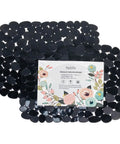 Pebble Kitchen Sink Mats Set Black 2 Pack PVC Sink Protectors For Stainless Steel with floral packaging, durable and easy cleanup.