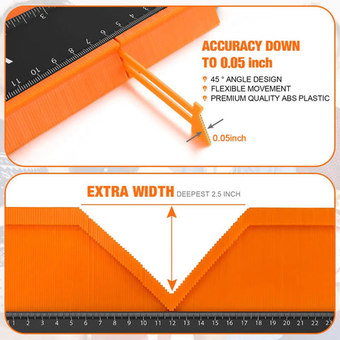 Contour Gauge Tool With Lock 10 Inch Irregular Shape Duplicator showing 0.05 inch accuracy and 2.5 inch depth