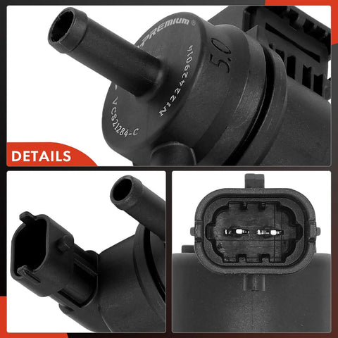 Close-up of EVAP Vapor Canister Purge Solenoid Valve Compatible With Hyundai Accent Santa Fe Genesis Tucson Kia models.