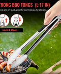 Stainless Steel BBQ Grill Tools Set For Outdoor Grilling Includes Tong Spatula Fork Knife Basting Brush Six Skewers And Gift Box tool.