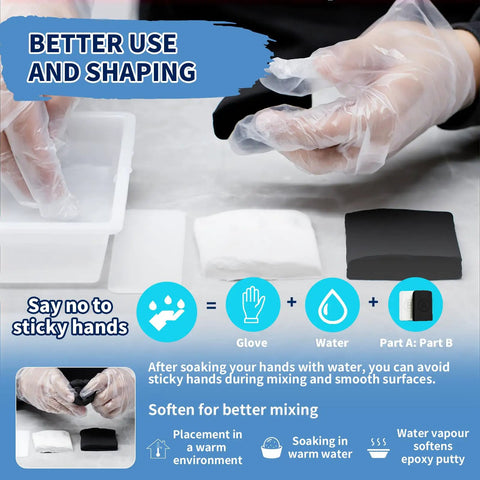 Black Epoxy Putty Stick 10.5oz 300g Two Part Repair Kit for Leaks Cracks Holes in Metal Ceramics Plastic Wood Tile Concrete DIY use