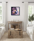 Living room wall with framed 5D Diamond Painting Kit for Adults Dope Cherry Blossom Cat Diamond Art for Beginners DIY Full Round Drill