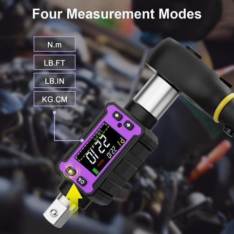 1/2 Inch Digital Torque Adapter Set With Ultra Slim Design For Tight Spaces, Delivers 0.4-22.1 Ft-Lb (0.6-30 Nm) Of Precise Torque, Great For Engine Bays, Bicycle Spokes, And Other Confined Work Areas; digital torque adapter with 1/2-inch drive