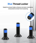 Nine Piece Red Dot Mounting Screw Set With Blue Thread Locker Size 6 32 Stainless Steel Screws showing blue thread locker