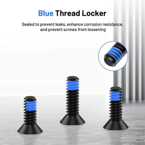 Nine Piece Red Dot Mounting Screw Set With Blue Thread Locker Size 6 32 Stainless Steel Screws showing blue thread locker