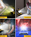 LED Work Light Dual Battery Compatible With DeWalt 20V And Milwaukee 18V Batteries in various settings: camping, construction, workshop, emergency.