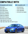 Blue car with list of vehicles compatible with Washer Fluid Reservoir Cap Replacement For Honda Odyssey 2012 2017 Crosstour 2013 2015 CR V 2013 MDX 2001 2009 RDX 2007 2018 ILX Hybrid 2013 2014 OE 38513 SC4 672 Keeps Your Ride Running.
