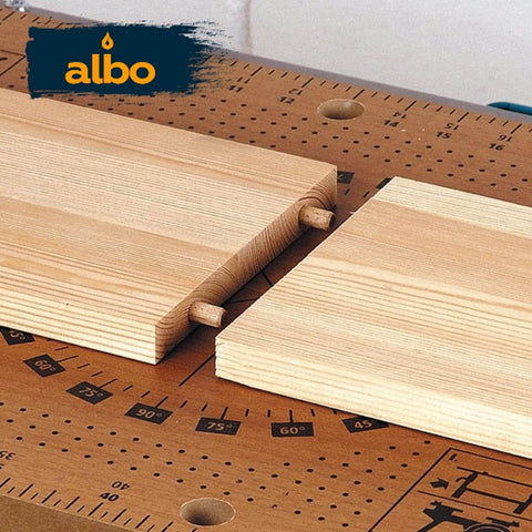 1/4 X 1-1/4 Inch Fluted Wood Dowel Pins, Birch Hardwood Dowels for woodworking and joinery, installed in wooden boards