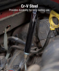 Extra Deep Spark Plug Socket Three Eighths Drive Nine Sixteenths Size CRMO Alloy Steel shown in automotive engine use