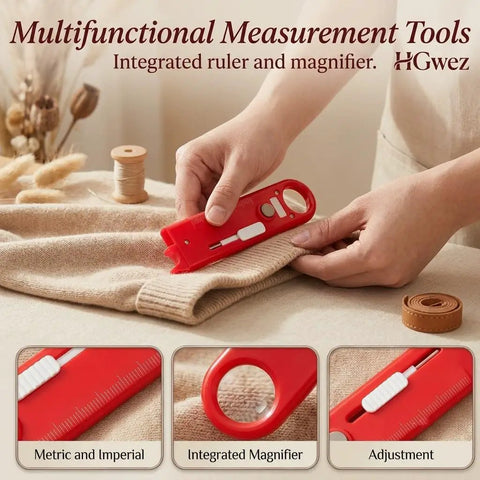 4 in 1 Needle Threader Tool With Magnifier And Seam Ripper Magnetic Sewing Accessory For Quick Threading And Easy Stitch Removal The Ultimate Quilting And Crafting Helper Red Twin Pack, red ABS plastic and metal, 14 x 3 cm