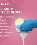 No Sweat Blue Nitrile Gloves Medium 100 Count Built Tough At Three Mil Thick Powder Free Latex Free With Slick Textured Grip Ideal For Kitchen Cooking House Cleaning And Beauty Salons Smooth Reliable Safety For Any Job You Grab.