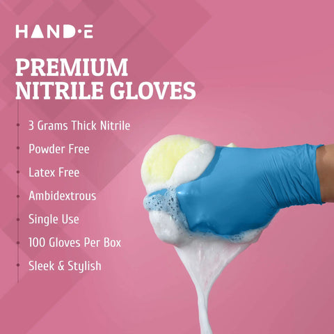 No Sweat Blue Nitrile Gloves Medium 100 Count Built Tough At Three Mil Thick Powder Free Latex Free With Slick Textured Grip Ideal For Kitchen Cooking House Cleaning And Beauty Salons Smooth Reliable Safety For Any Job You Grab.