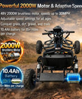 Electric Go Kart For Teens And Adults With 48V 2000W Motor, Off Road Adrenaline Ride Reaching 31 MPH, front view with rugged terrain