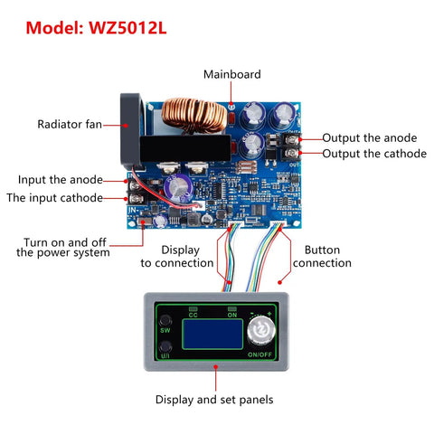 CNC Buck Adjustable Power Supply Module With LCD Display 0 To 50V 0 To 20A 1000W DC Converter Ammeter Voltage Regulator components