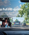 Pro Dash Camera For Cars With Dual Front And Cabin View Night Vision 24 Seven Parking Mode Full HD Dashboard Camera With WiFi Wide Angle 128 GB Storage showcasing 1080p quality, capturing inside cabin and road view.