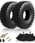 Two Pack 4.10/3.50-4 Tire And Inner Tube With Bent Valve Stem For Lawn Mowers Garden Rototillers Snow Blowers Hand Trucks And Wheelbarrows Heavy Duty Replacement Tubes Set