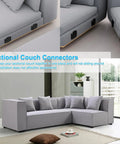 Heavy Duty Sectional Couch Connectors With Screws Universal Sofa Metal Brackets for securing grey fabric sectional couch.