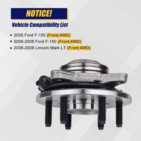 Beefed Up Front Wheel Bearing And Hub Assembly 515079 For Ford F-150 4WD 6 Lug With ABS 2005 2008, side view