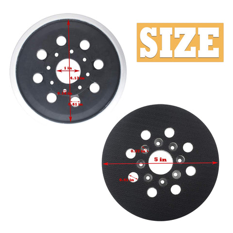 Top view of Eight Hole Five Inch Hook And Loop Sander Backing Pad Replacement For RS035 Compatible With ROS10 ROS20VS ROS20VSC