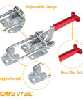Beefy Toggle Clamp With 2000 Lbs Holding Power, Adjustable U Bolt Latch 40341 shown with antislip hand grip and zinc finish
