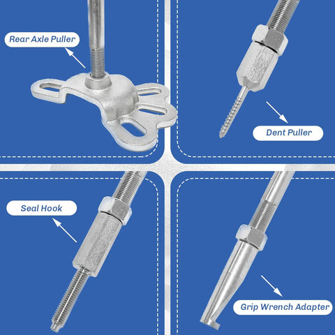 9-Way Slide Hammer Puller Set, 19-Piece Wheel Hub Bearing Remover And Dent Shaft Gear Puller Tool Kit parts view