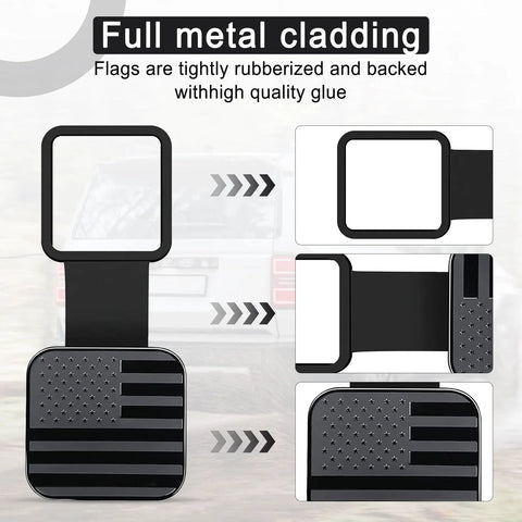 2 Inch Rubber Trailer Hitch Cover With American Flag Design Universal Black Hitch Receiver Plug Cap For Most Vehicles Tow Tube