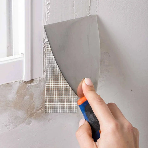 Applying Fiberglass Mesh Drywall Tape Self Adhesive Patch Roll 1.97 Inch By 150 Feet For Wall Ceiling Crack Repair near window