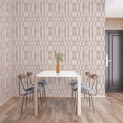 Beige Textured Faux Grasscloth Geo Removable Peel And Stick Wallpaper Self Adhesive No Glue Needed For Easy Do It Yourself Wall Decor 20.5 Inch By 16.5 Foot Roll Made In USA Jute Look