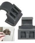 86 Degree Hinge Restriction Clips For Face Frame Cabinets, Universal Fit For Most Major Brand Hinges, showing two clips and installation example