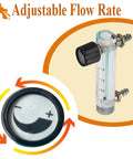 Go To Oxygen Flow Meter 0.1 To 1.5 LPM Gas Regulator With Copper Connector, shown with adjustable flow rate knob.