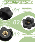 Heavy Duty Plastic Clamping Knob With Brass Core, Screw On Star Knob, M5 Female Thread, Knurled Hex Head, Grippy Fit Details