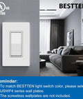 30 Pack Single Pole Decorator Light Switches 15A 120 277V Paddle On Off Rocker Interrupter UL Listed White Solid Polycarbonate Construction Wall Plate Not Included installed in modern living room