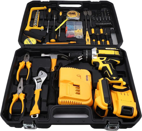 Tough As Nails 21v Cordless Drill Tool Kit With Dual Rechargeable Batteries And Six Precision Bits Ergonomic Grip for DIY.