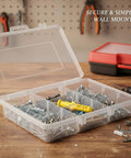 Drywall Anchors And Screws Kit For Hollow Walls, Prepaired Plastic Wall Anchor Set In Yellow on wooden surface