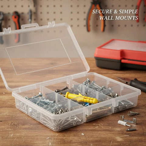 Drywall Anchors And Screws Kit For Hollow Walls, Prepaired Plastic Wall Anchor Set In Yellow on wooden surface