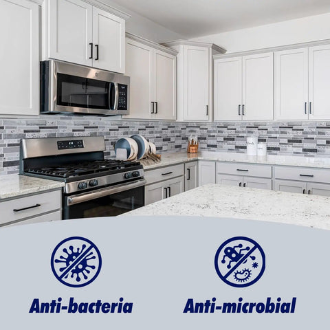 Modern kitchen with Peel And Stick Backsplash Tiles 12x12 Brown Stone Design 10 Sheets Waterproof And Heat Resistant Kitchen Wall Tile Stickers.