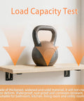 Beefy Heavy Duty L Shaped Shelf Brackets Set Of 6 In Black Alloy Thickened 0.11 Inch Arms load test with kettlebell on shelf