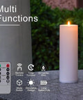 Outdoor Flameless LED Pillar Candles Set Of 2 12 Inch By 4 Inch Battery Operated With Remote Timed Flicker Waterproof