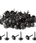 200 Piece Bulk Of Sleek Black Metal Upholstery Tacks And Antique Thumb Nails Heavy Duty Furniture Hardware, 13mm tall.