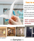 Ditch The Winter Chill With Adjustable Clear Window Insulation Kit Featuring Tough Adhesive Strips Reusable Plastic Film Wrap Keeps House Cozy Quick Peel And Stick Any Window Size Upgrade - Person removing clear insulation film from window frame.