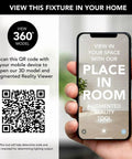 QR code and smartphone displaying augmented reality for Dawson White Fabric Stay-Straight Shade Bath Vanity Light 3-Light Wall Mount In Aged Brass.