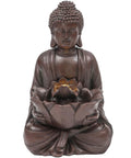 Chill Zen Buddha Outdoor Water Fountain 19 Inch Handcrafted Statue Water Feature With Soothing Waterfalls And Lights For Garden Patio