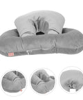 Portable Ergonomic Nap Pillow For Office And School, Face Down Sleep Cushion In Gray with plush material and arm support