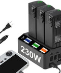 230W LCD Multifunction Battery Charger for DJI Mavic 3 with three batteries, parallel charging hub, and power display screen.