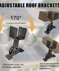 Diagram showing Beefy Heavy Duty Roof Riser Brackets Kit Three Piece adjustable angle pergola brackets installed at 170 degrees